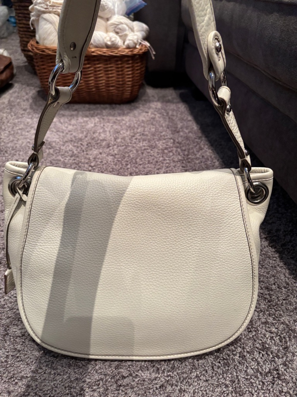 Banana Republic Cream Leather Shoulder Bag